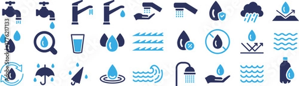 Obraz ベクターの水に関するシルエットアイコンセット
