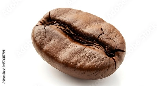 Obraz Close-up of Brown Coffee Bean on White Background
