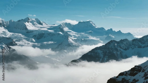 Obraz Snow Mountain Sea of Clouds Magnificent Scenery Corporate Culture Success Motivational Background