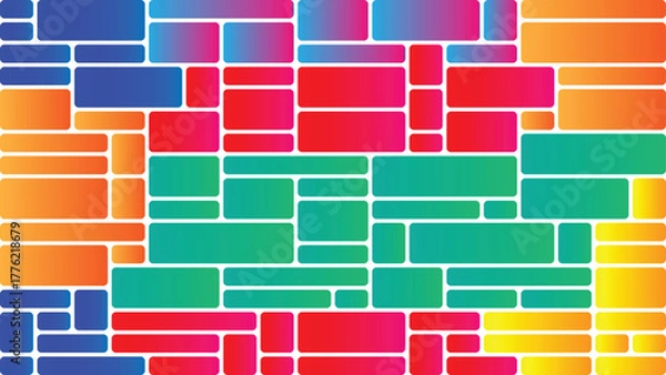 Obraz Rectangular Shapes with Gradient Colors Arranged on White Background Layout Abstract