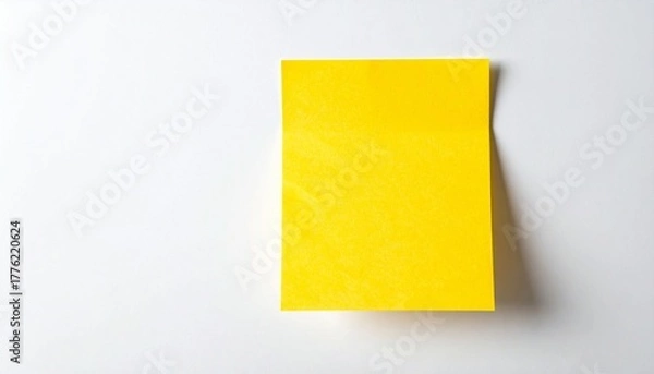 Obraz Yellow sticky note with hand-drawn smiley face on white background.