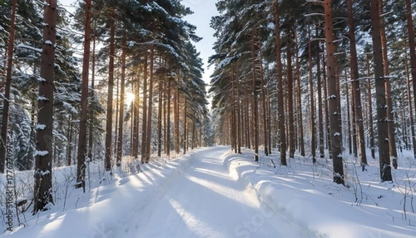 Fototapeta winter pine forest