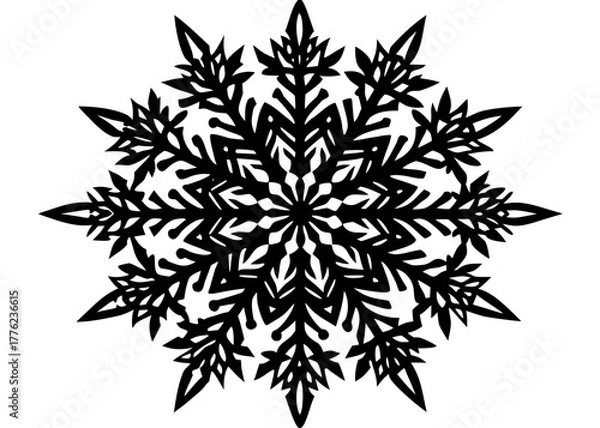 Fototapeta Intricate snowflake vector silhouette perfect for winter designs holiday decorations and seasonal branding projects