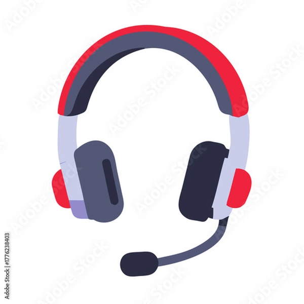 Obraz Headset with microphone Material SVG Icon