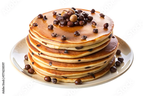 Fototapeta plate of chocolate chip pancakes image isolated on a transparent