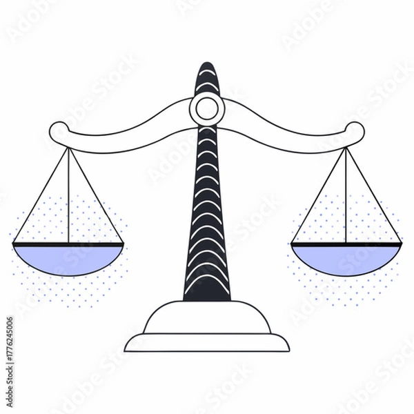 Fototapeta scale icon with two equal weights on each side. The scale is a symbol of justice and balance
