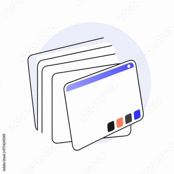 Fototapeta Browser window and stacked documents under a cloud