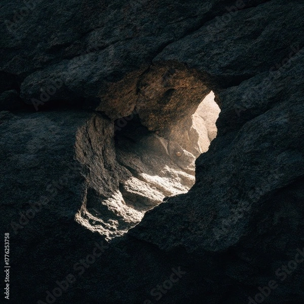 Fototapeta Dark Cave Opening with Light Streaming Through.