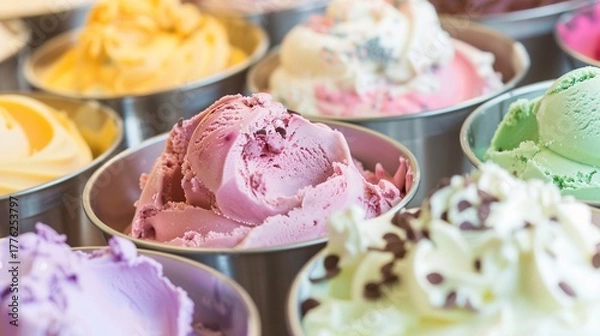 Obraz Fresh and delicious food displayed on a clean plate, including colorful vegetables, tender meat, and ripe fruits. The appetizing food is arranged neatly, highlighting its freshness, taste