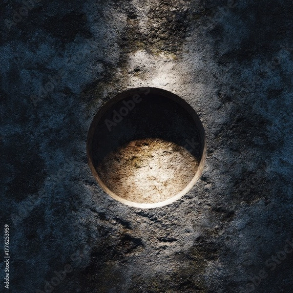 Fototapeta Dark Circular Hole in Earth Tone Surface.