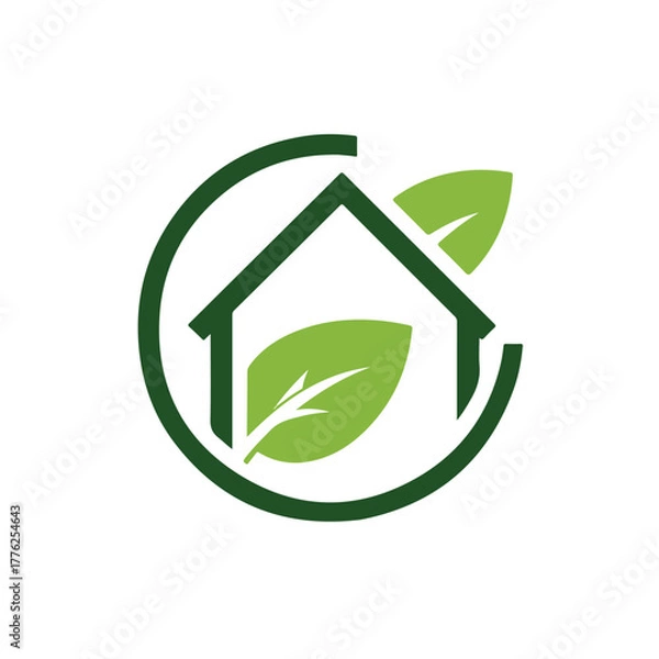 Obraz Eco home circular leaf logo design