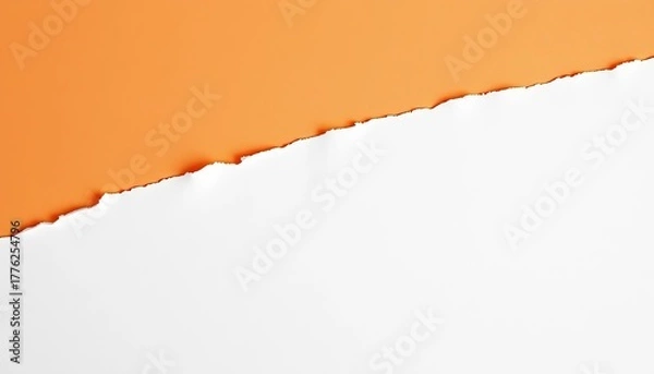 Fototapeta A ragged, white triangle of torn paper, edges frayed and uneven,  shape,  white