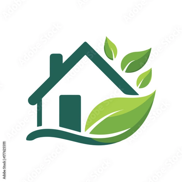 Obraz Green eco home leaf logo vector