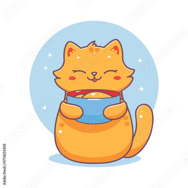 Obraz Cute orange cat cartoon vector
