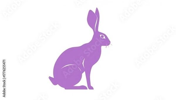 Fototapeta Elegant geometric hare silhouette, isolated on white High-resolution image,  elegant,  high resolution