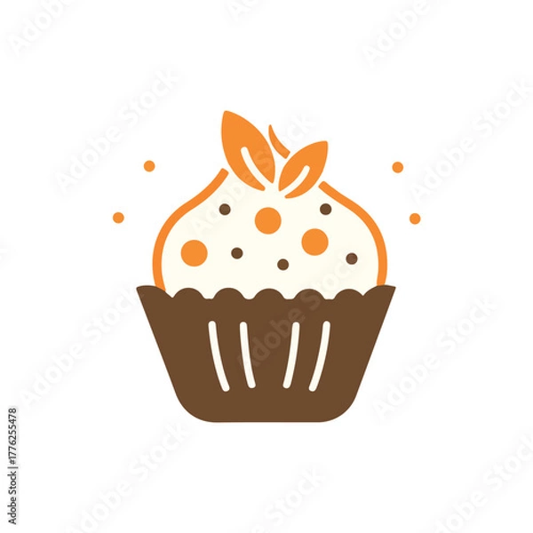 Obraz Chocolate cupcake flat vector