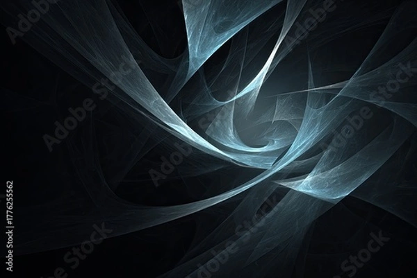 Fototapeta Flowing ethereal light forms twist within a deep dark void creating an abstract composition