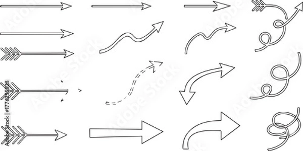 Fototapeta Diverse Arrow Collection Vector Illustration | Directional Signs and Navigation Symbols for Graphic Design, User Interfaces, Presentations