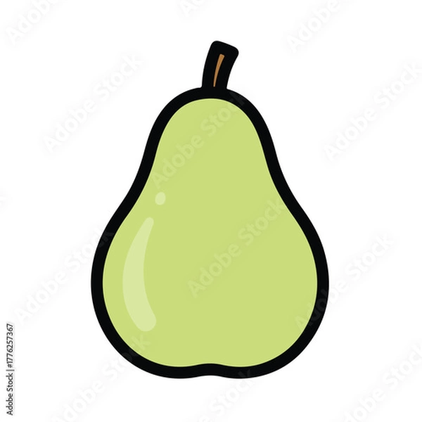 Obraz Green pear flat fruit icon