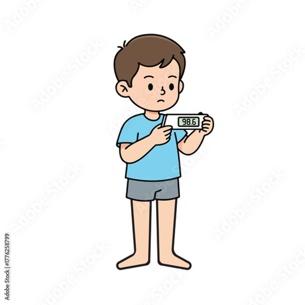 Obraz Boy holding magnifier standing vector