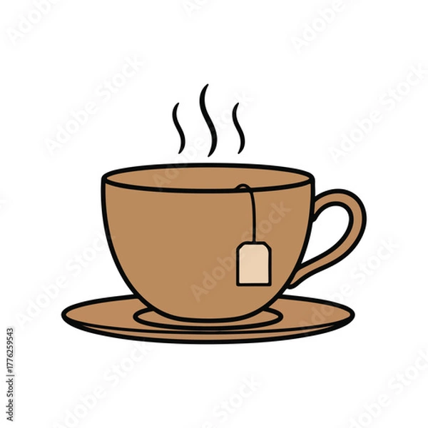 Obraz Coffee cup brown flat vector