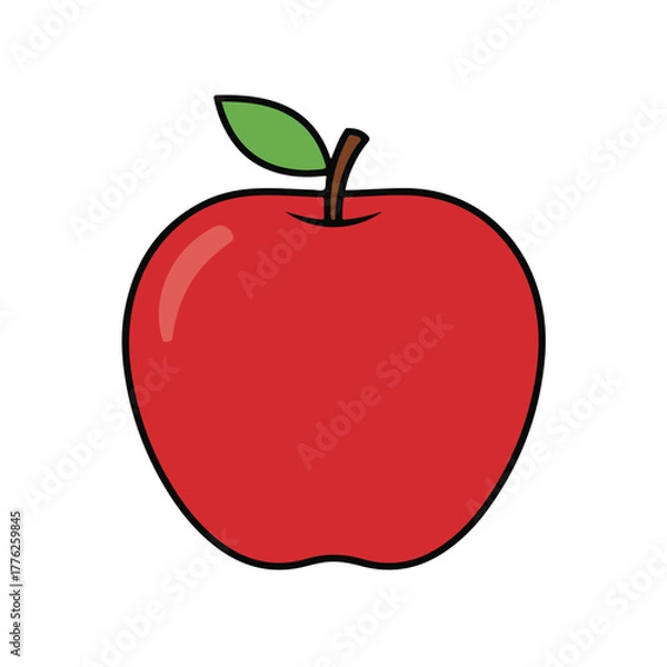 Obraz Red apple fruit flat vector