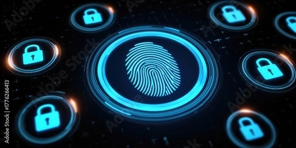 Fototapeta Advanced biometric fingerprint authentication for enhanced security in server intelligence computing environments