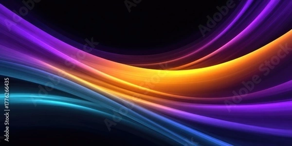 Fototapeta Smooth flowing abstract background with colorful lines and depth dynamic visuals for creative projects