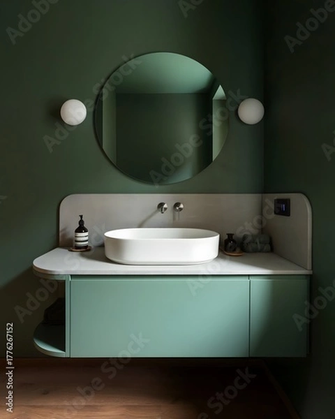 Obraz Modern sink in a green bathroom interior