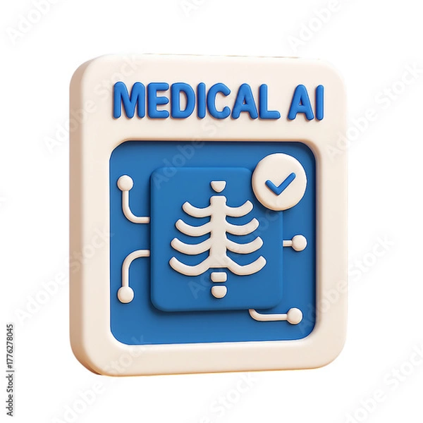 Obraz 3d icon of medical ai xray with checkmark isolated on transparent background