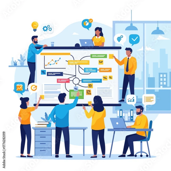 Fototapeta Team Collaboration and Strategy Development for Business Success.