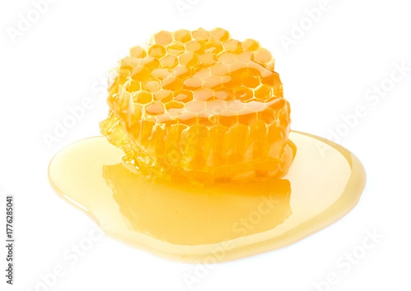 Obraz Honeycomb with honey on white background