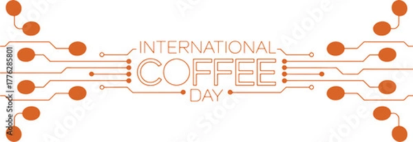 Obraz Minimal linear coffee banner with abstract orange design elements