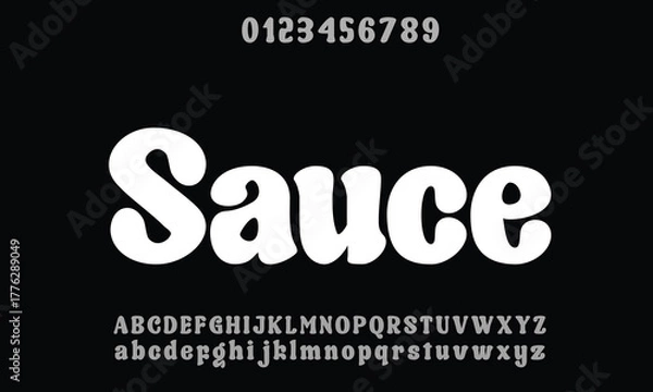 Fototapeta Sauce Tomato vector font alphabet with numbers