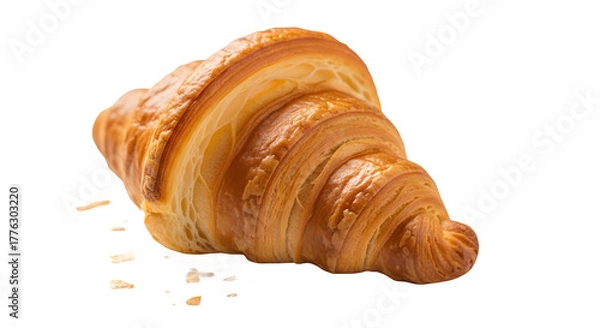 Fototapeta Delicious freshly baked butter croissant isolated for bakery advertising and menu design isolated PNG with Transparent Background