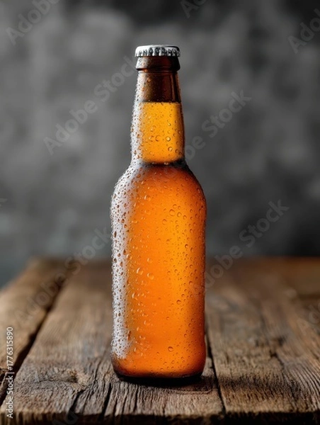 Fototapeta Realistic Beer Bottle Mockup on Table