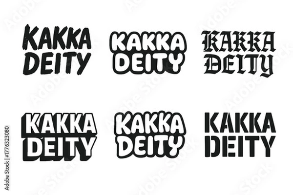 Fototapeta Kakka Deity Lettering Variations. Kakka Deity. Set lettering. harmonious lettering variations of the same emblematic concept, each with different artistic