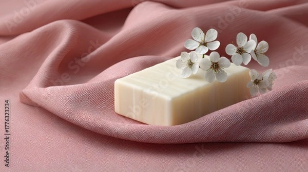 Fototapeta Handmade Soap Mockup with Floral Design