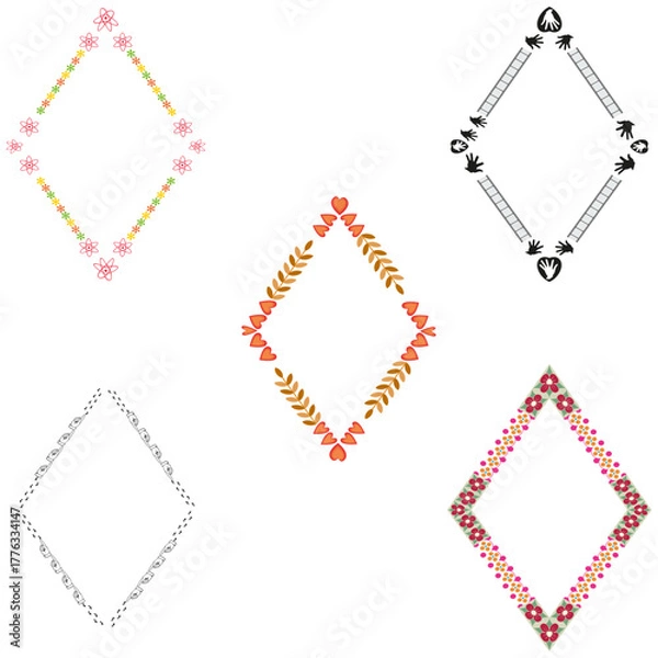 Obraz Diamond set icon. Colorful vector pattern. Multicolor geometric shape. White background display