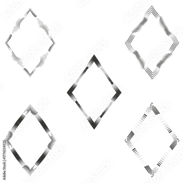Obraz Diamond group icon. Minimal vector shapes. Black outline form. White background array
