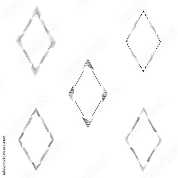 Obraz Monochrome wave frame. Black white diamond. Abstract striped shape. Vector modern border