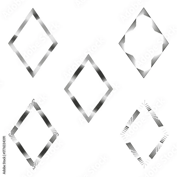 Obraz Diamond array icon. Monochrome vector outline. Black shape pattern. White background layout
