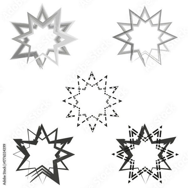 Obraz Star burst icon. Gray vector pattern. Radial explosion shape. White background display