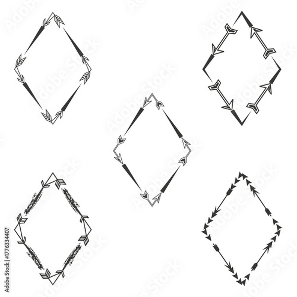 Obraz Diamond group icon. Gray vector pattern. Outline shape set. White background layout