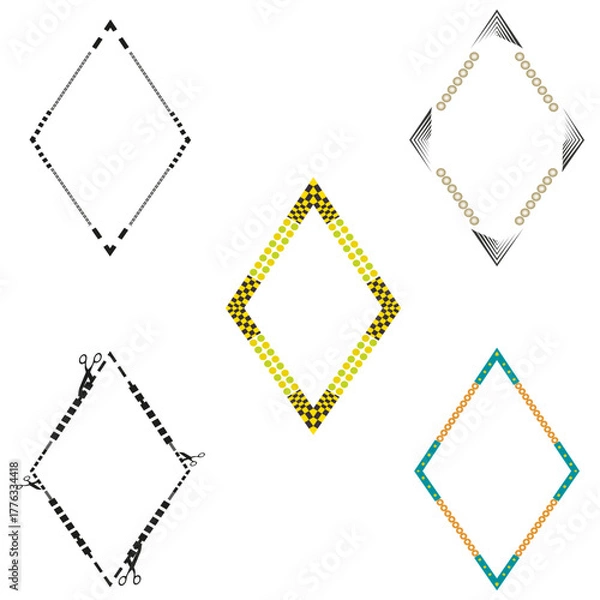 Obraz Diamond collection icon. Multicolor vector set. Geometric shape array. White background display