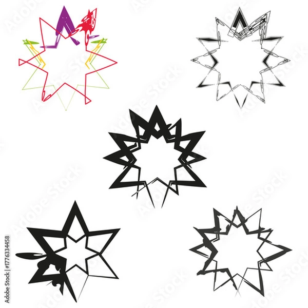 Obraz Star burst icon. Black vector design. Pointy shape array. White background display