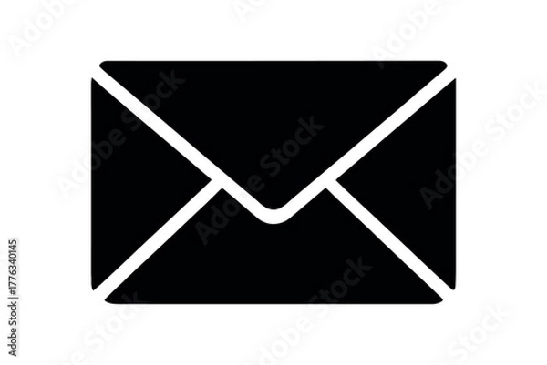 Fototapeta email envelope flat black solid vector illustration isolated on white background