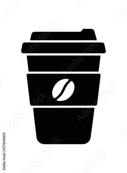 Obraz reusable coffee cup flat black solid vector illustration isolated on white background