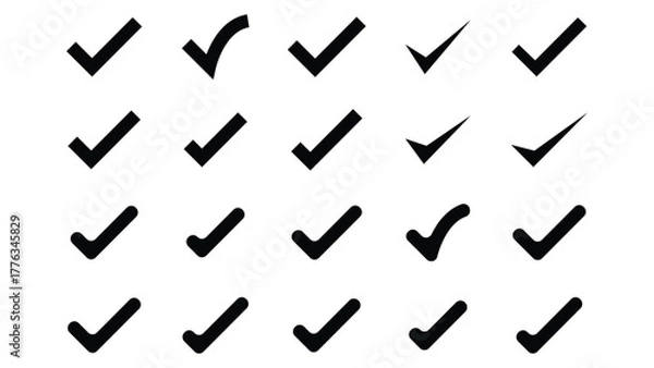 Fototapeta A set of check mark icon sign and symbol, vector illustration design with isolated on a white background, 