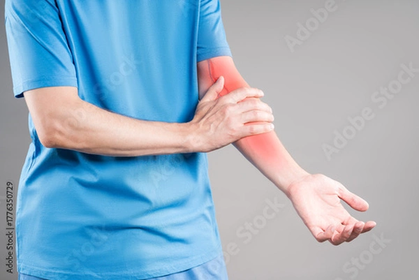 Obraz Varicose veins on the hands, gray background